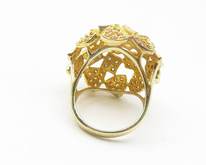 925 Sterling Silver  Topaz Two Tone Floral Dome Cocktail Ring Sz 8.5  RG10956