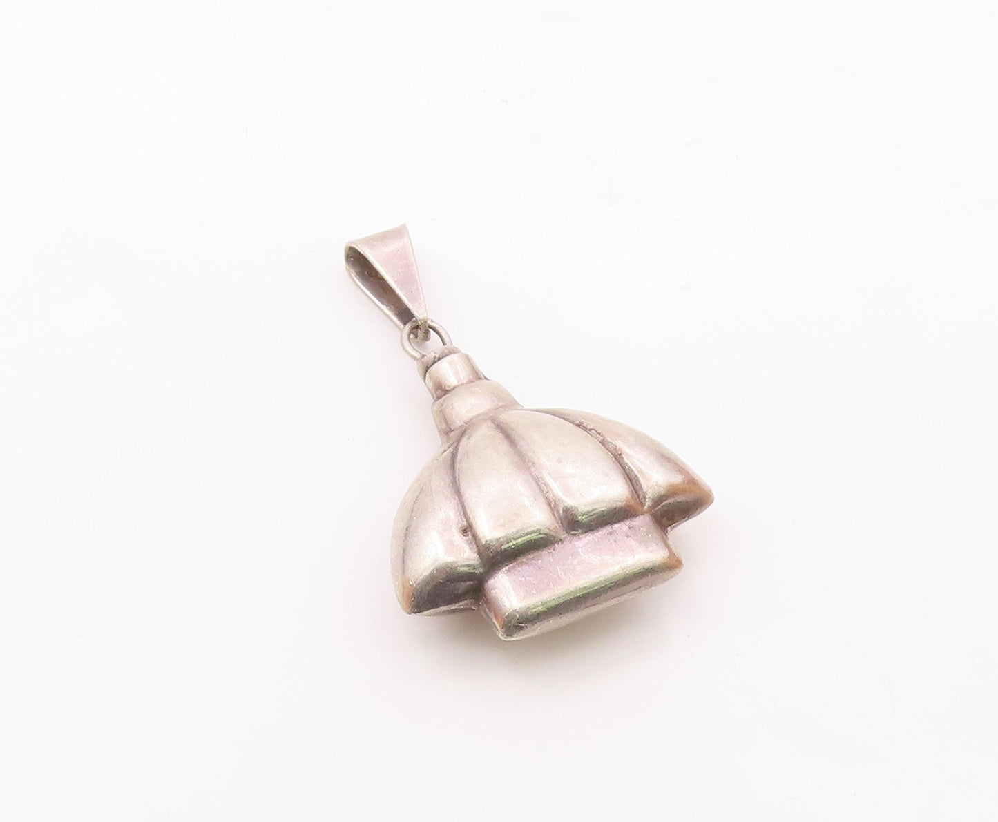 MEXICO 925 Silver  Vintage Scalloped Perfume Bottle Pendant (OPENS)  PT19635