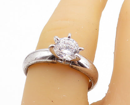 925 Sterling Silver  Prong Set Cubic Zirconia Solitaire Ring Sz 7  RG7646