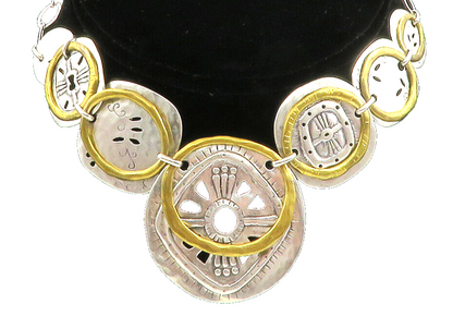 SILPADA 925 Sterling Silver  Vintage Two Tone Floral Chain Necklace  NE2283