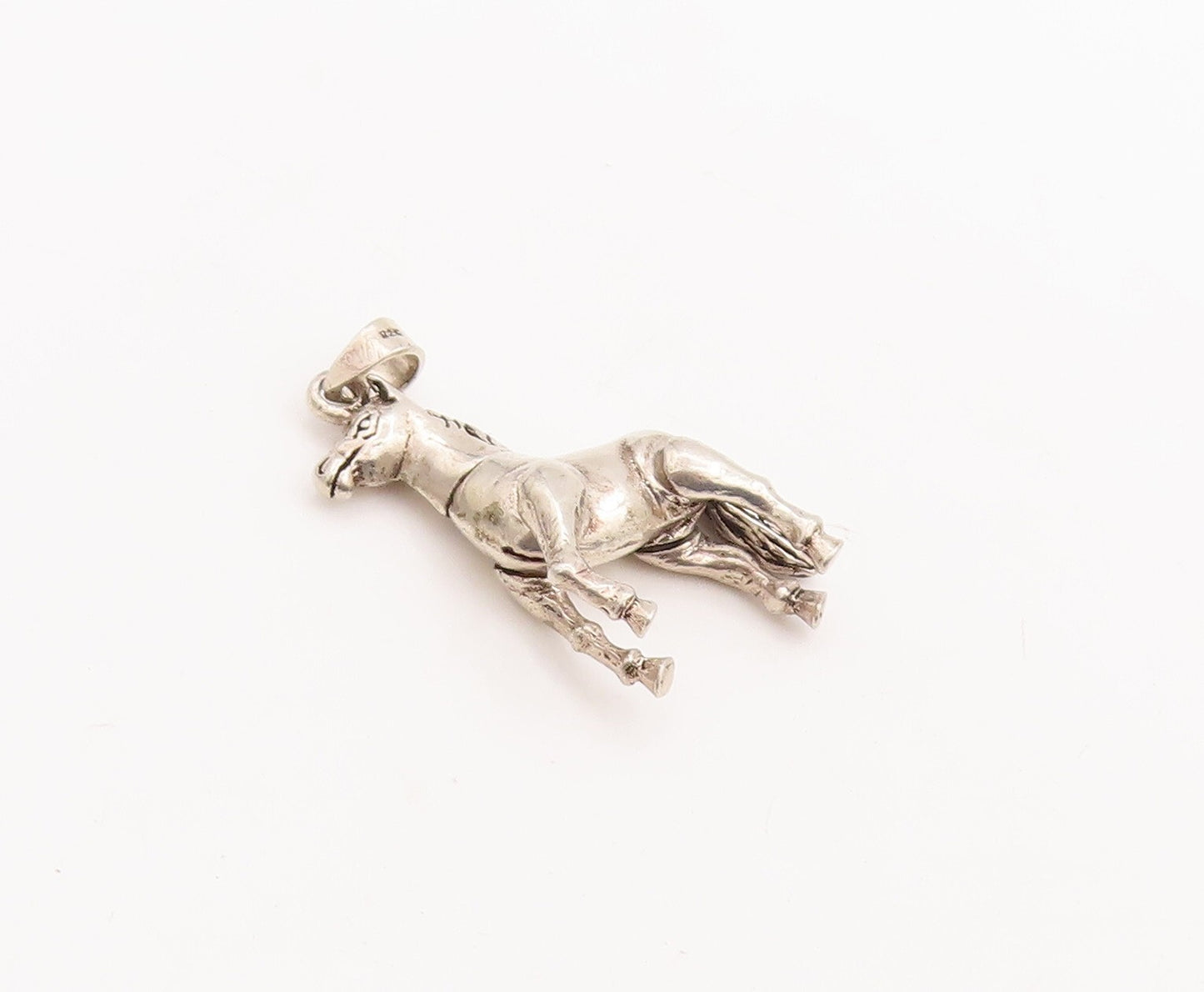 925 Sterling Silver Vintage Pendant Solid 3D Carved Moveable Horse  PT23426