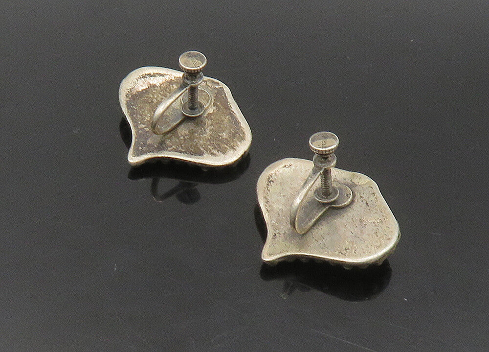 925 Sterling Silver   Vintage Antique Oxidized Non Pierce Earrings  EG11278