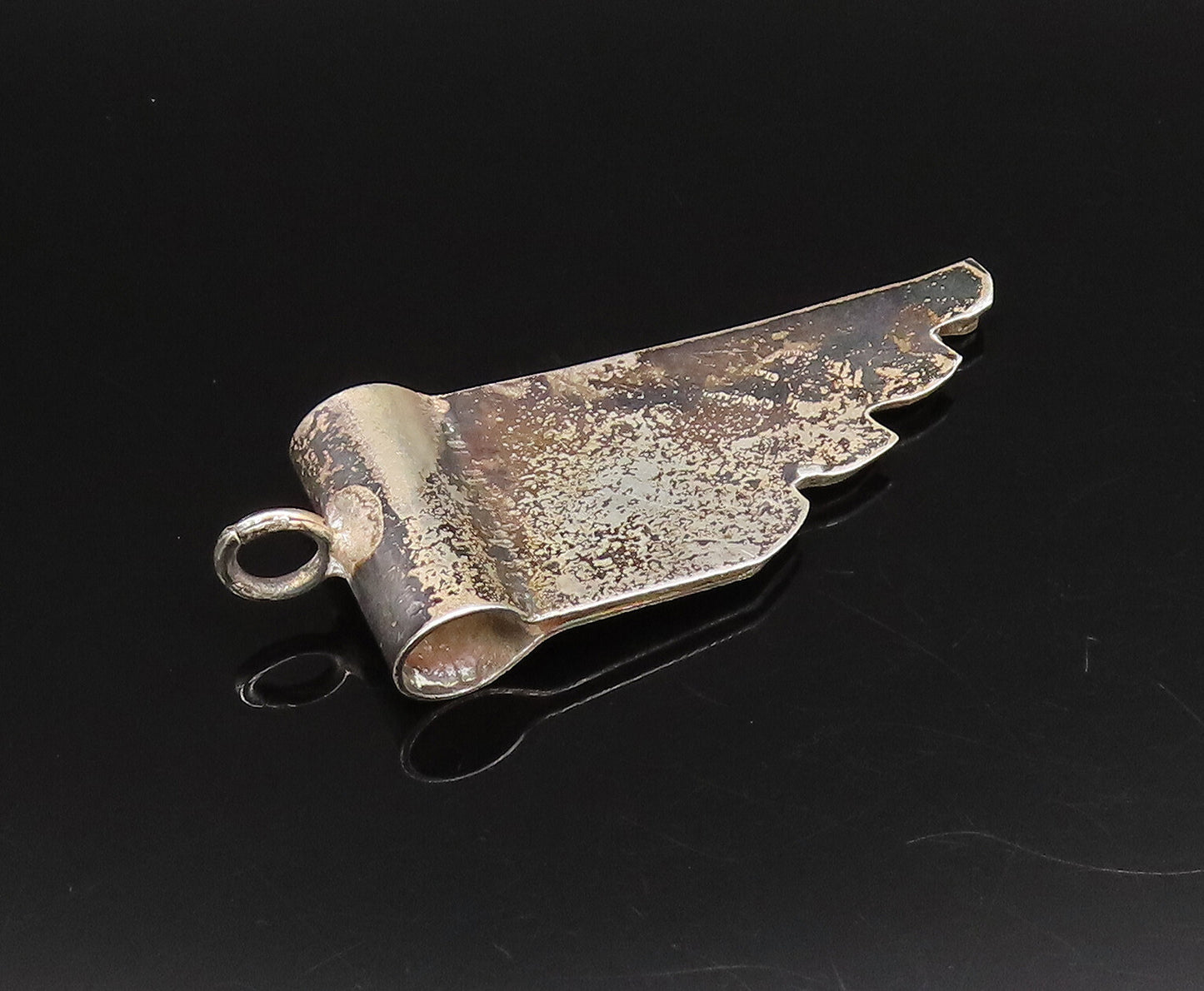 MIDDLE EAST 925 Sterling Silver Vintage Abstract Wavy Ends Pendant  PT21828