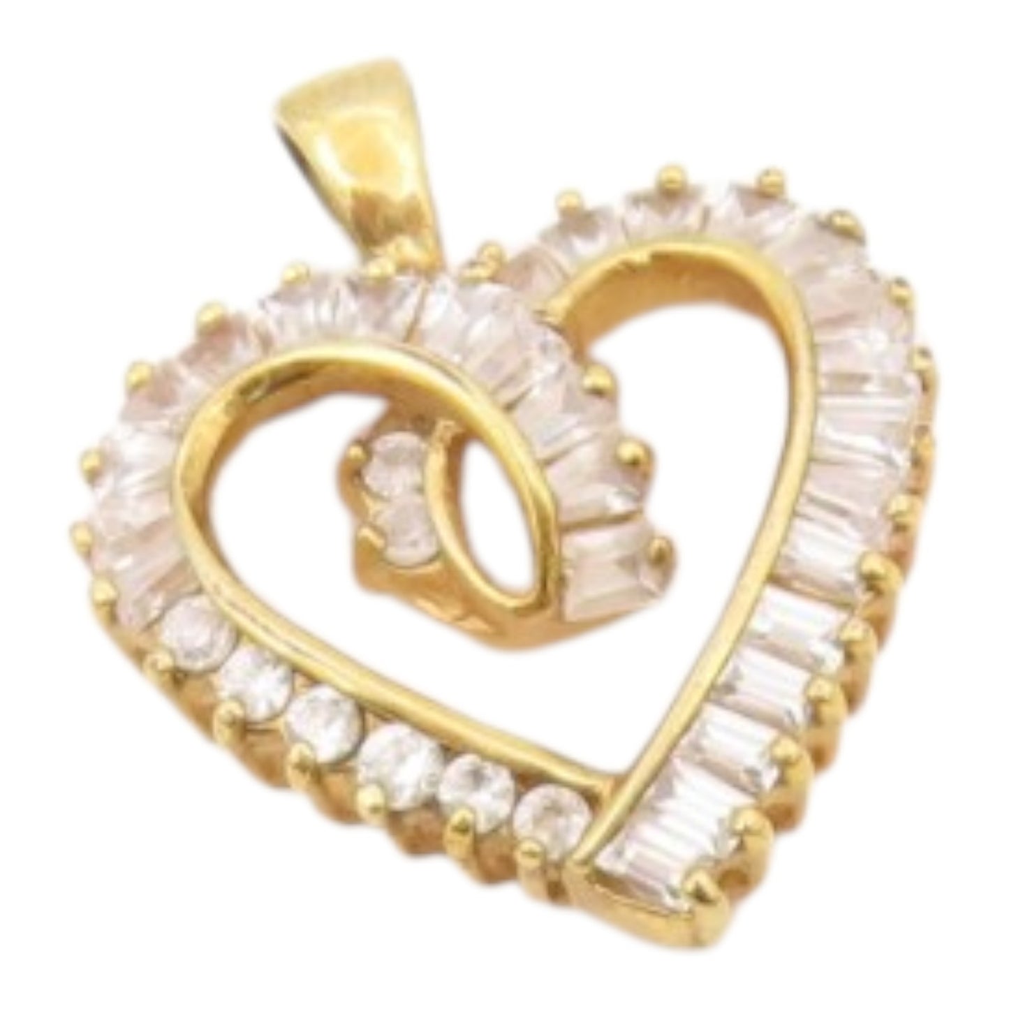 925 Sterling Silver  Vintage Topaz Gold Plated Love Heart Pendant  PT17466