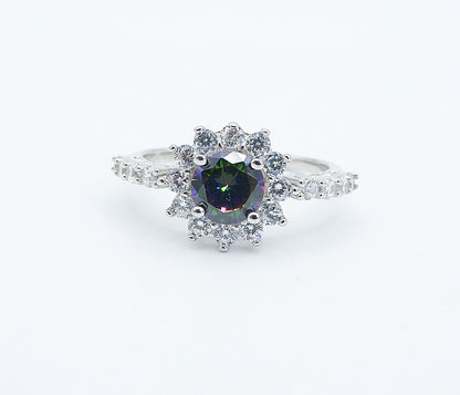 925 Sterling Silver Mystic Topaz Solitaire With Accents Ring Sz 7 RG8588