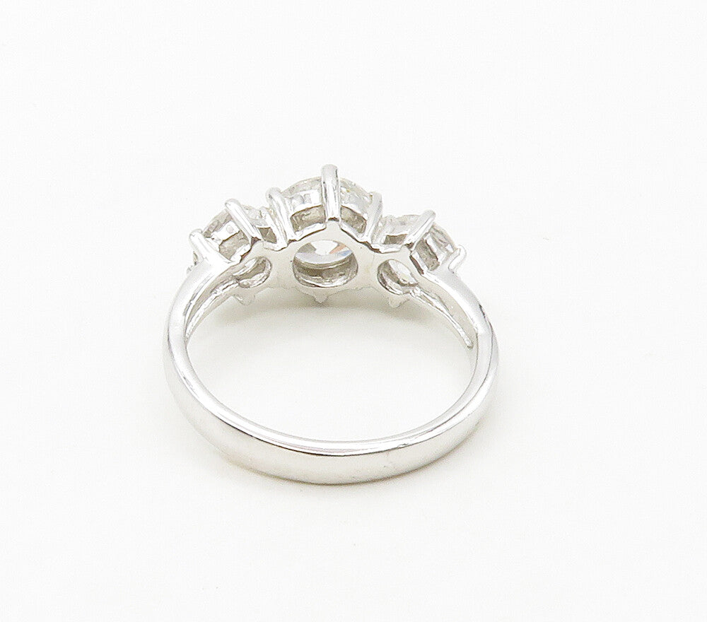 925 Sterling Silver  Sparkling Cubic Zirconia 3 Stone Band Ring Sz 9  RG16480