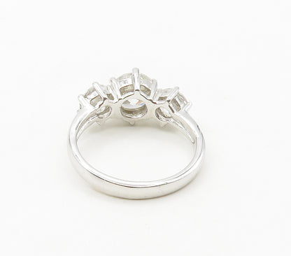 925 Sterling Silver  Sparkling Cubic Zirconia 3 Stone Band Ring Sz 9  RG16480