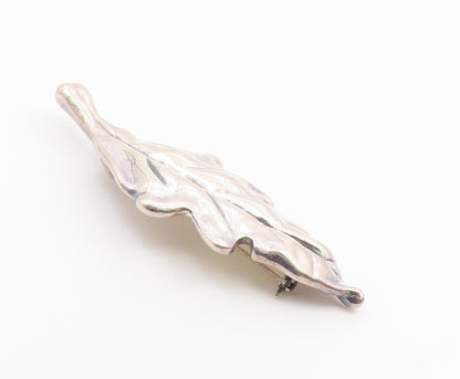 925 Sterling Silver  Vintage Shiny Single Floral Leaf Brooch Pin  BP9159