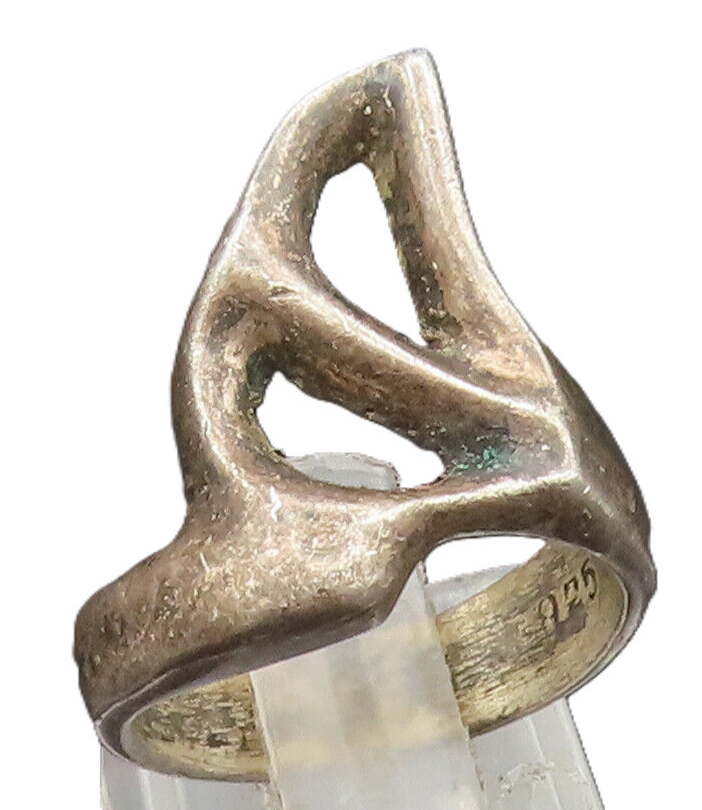 MEXICO 925 Silver  Vintage Open Modernist Pointed Abstract Ring Sz 6  RG24745