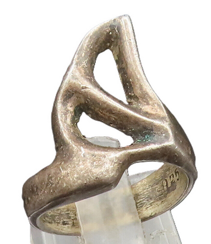 MEXICO 925 Silver  Vintage Open Modernist Pointed Abstract Ring Sz 6  RG24745