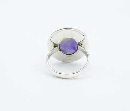 925 Sterling Silver  Cabochon Cut Amethyst Twist Cocktail Ring Sz 9  RG8312