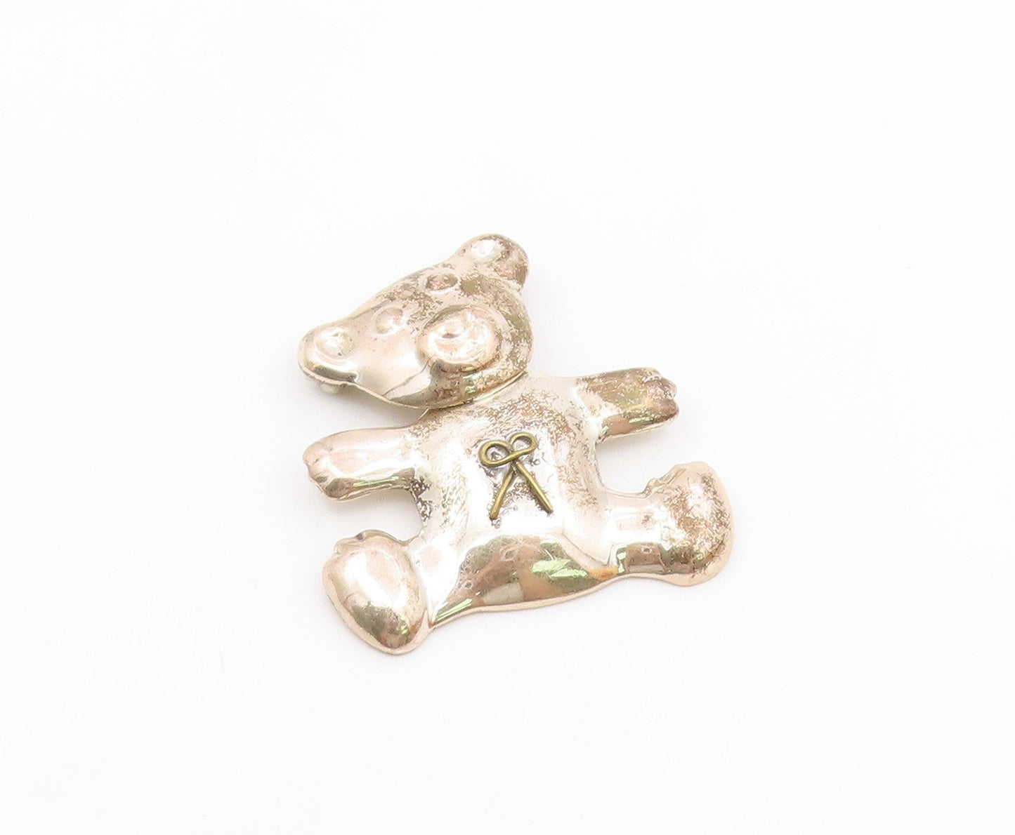 MEXICO 925 Sterling Silver  Vintage Dark Tone Teddy Bear Brooch Pin  BP5754