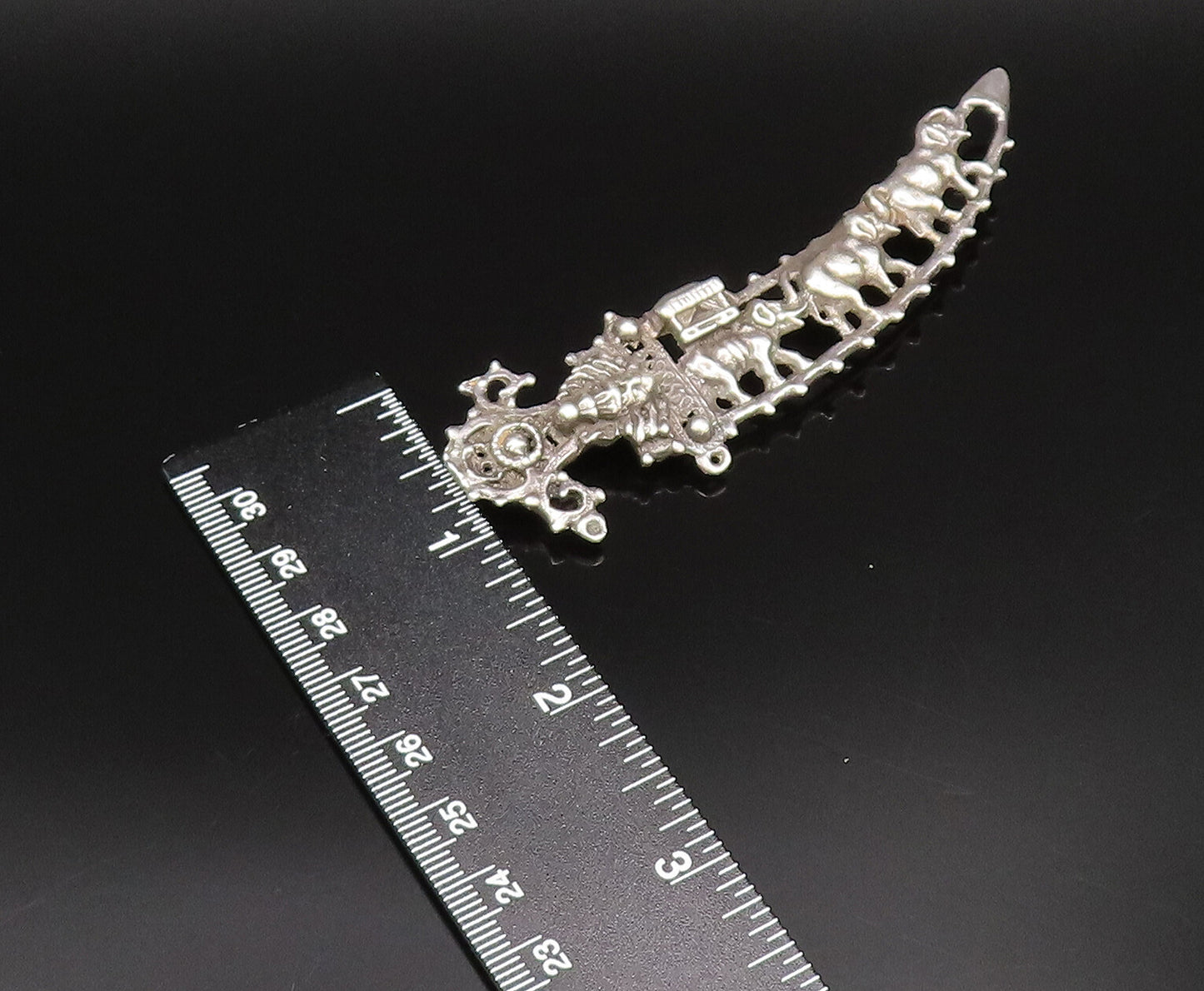 925 Sterling Silver  Vintage Antique Elephant Cutout Sword Brooch Pin  BP9965