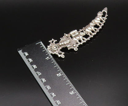 925 Sterling Silver  Vintage Antique Elephant Cutout Sword Brooch Pin  BP9965