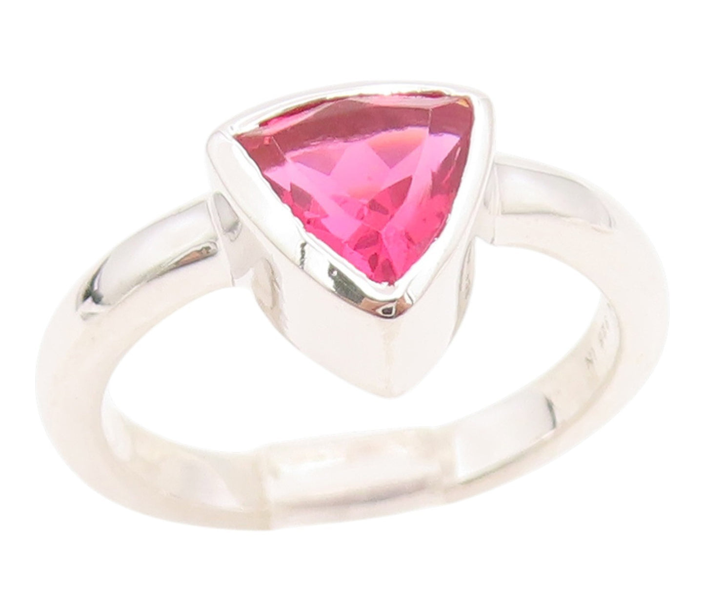 925 Sterling Silver Vintage Ring Bezel Set Ruby Solitaire Band  Sz 7  RG35766