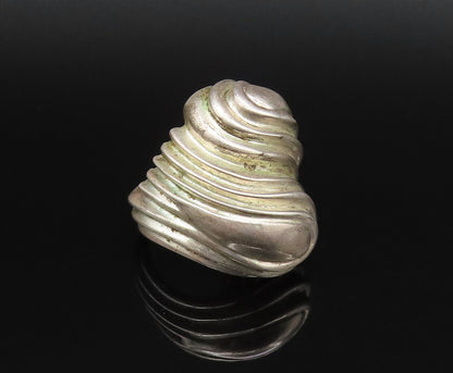 925 Sterling Silver  Vintage Ribbed Dome Bypass Statement Ring Sz 7  RG25827