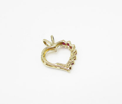 Gold Over 925 Sterling Silver Ruby & Genuine Diamond Love Heart Pendant PT2164
