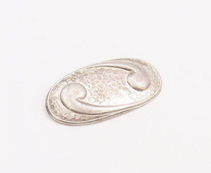 925 Sterling Silver Vintage Brooch Pin WILLIAM HENRY Oval Dented Swirl  BP10921