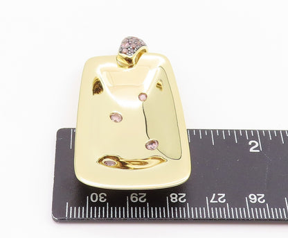 925 Sterling Silver Vintage Pendant Gold Plated Topaz Geometric Locket  PT26022