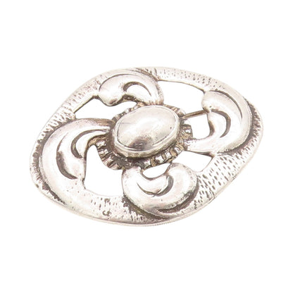 925 Sterling Silver Vintage Brooch Antique Brutalist Cutout Flower  BP11587