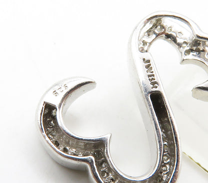 925 Sterling Silver  Shiny Genuine Diamonds Infinity Heart Pendant  PT12554