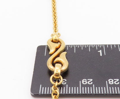 925 Sterling Silver Vintage Necklace Gold Plated Minimalist Green Pearls NE4507