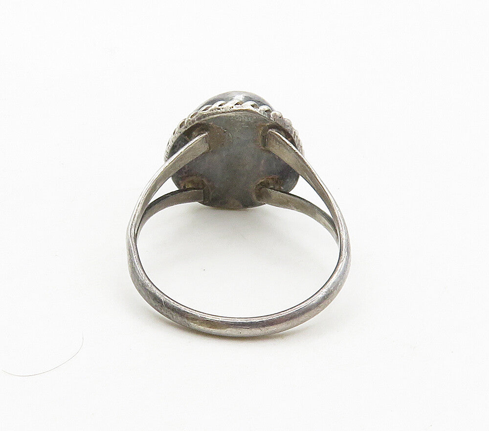 925 Silver Vintage Cabochon Turquoise Band Ring Sz 7 RG15767