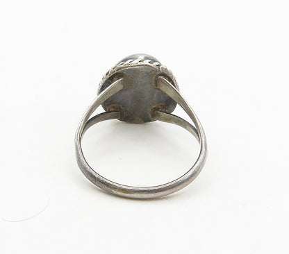 925 Silver Vintage Cabochon Turquoise Band Ring Sz 7 RG15767