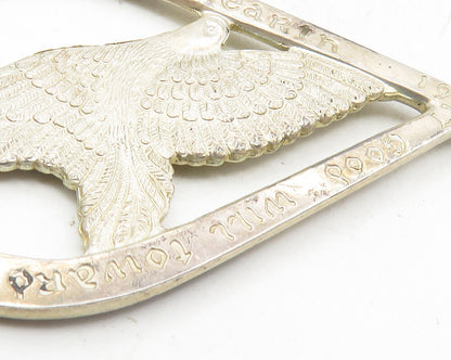 WALLACE 925 Sterling Silver  Vintage Peace On Earth Flying Dove Pendant PT7770