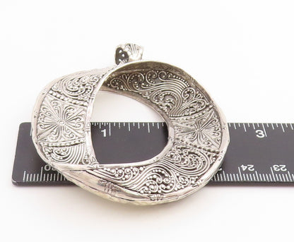 925 Sterling Silver Vintage Pendant Floral Intricate Weaver's Circle  PT25197