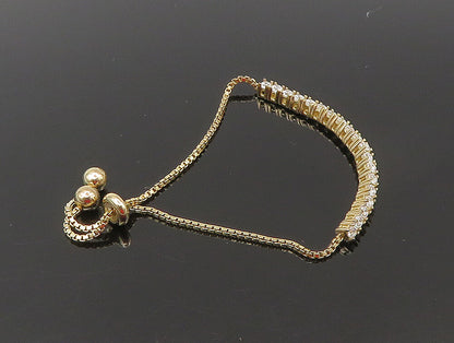Gold Over 925 Silver  Cubic Zirconia Adjustable Child Box Chain Bracelet BT1098
