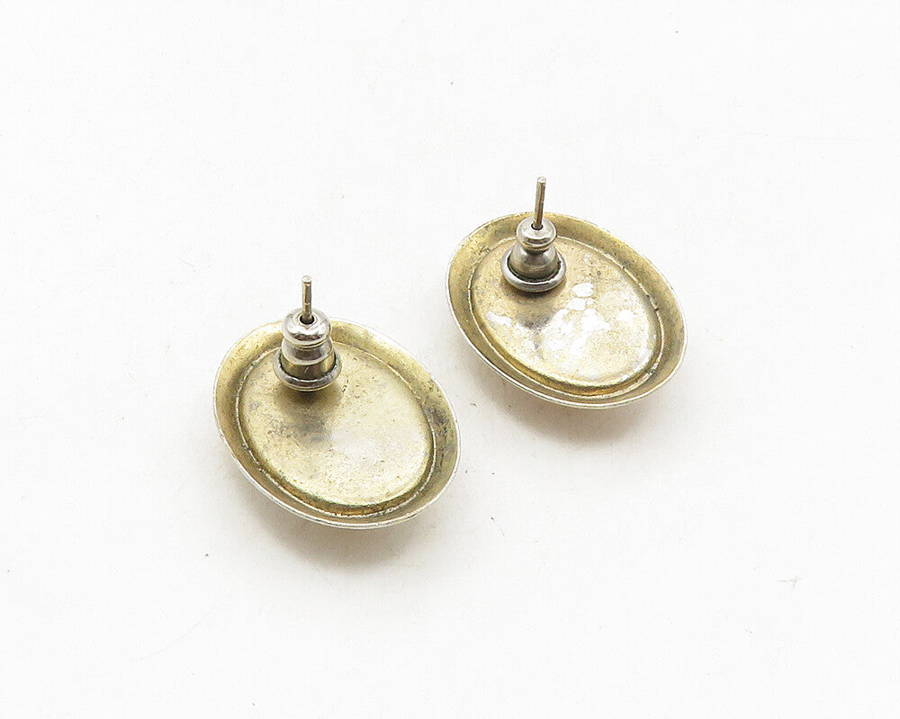 925 Sterling Silver  Vintage Cabochon Cut Quartz Oval Drop Earrings  EG5263