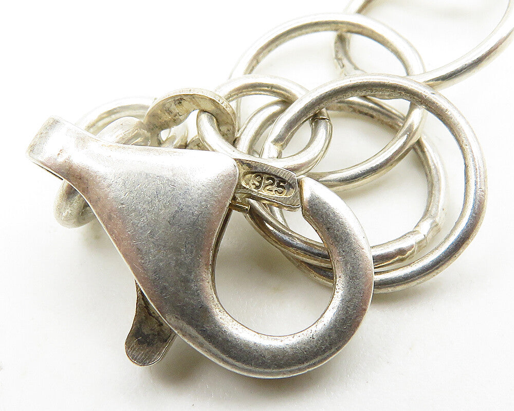 925 Sterling Silver  Vintage Greek Key Circle Link Chain Necklace  NE3088