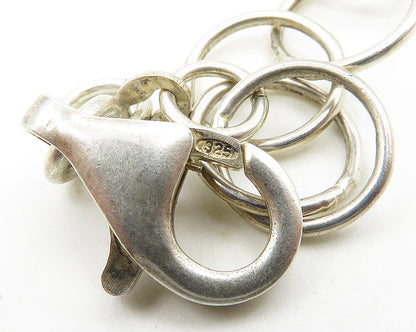 925 Sterling Silver  Vintage Greek Key Circle Link Chain Necklace  NE3088