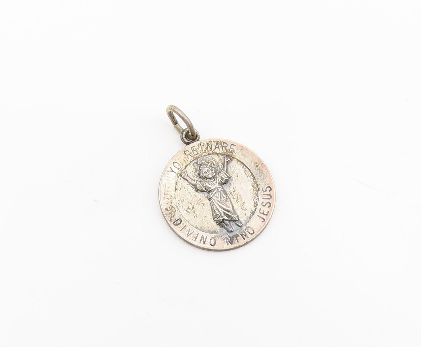 925 Sterling Silver  Vintage Petite Oxidized Jesus Religious Pendant  PT19026