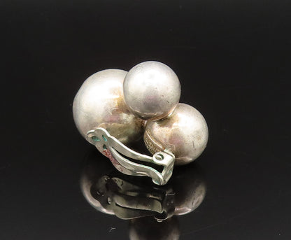 M&J SAVITT 925 Silver  Vintage Triple Bead Ball Non Pierced Earrings  EG11935