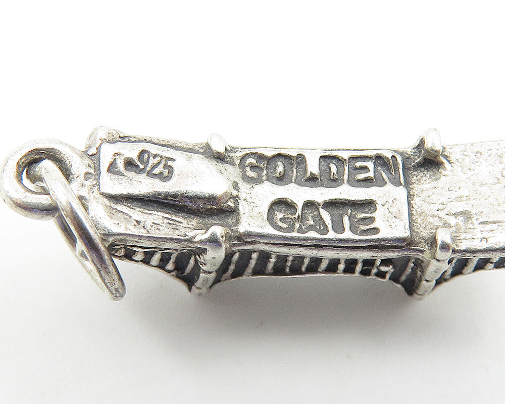 925 Sterling Silver  Vintage Petite Golden Gate Bridge Drop Pendant  PT8482