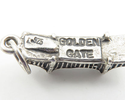 925 Sterling Silver  Vintage Petite Golden Gate Bridge Drop Pendant  PT8482