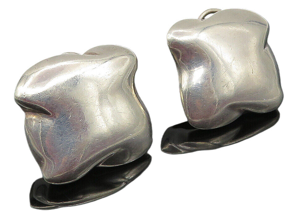 DUNIGAN 925 Sterling Silver  Vintage Modernist Non Pierce Earrings  EG5866