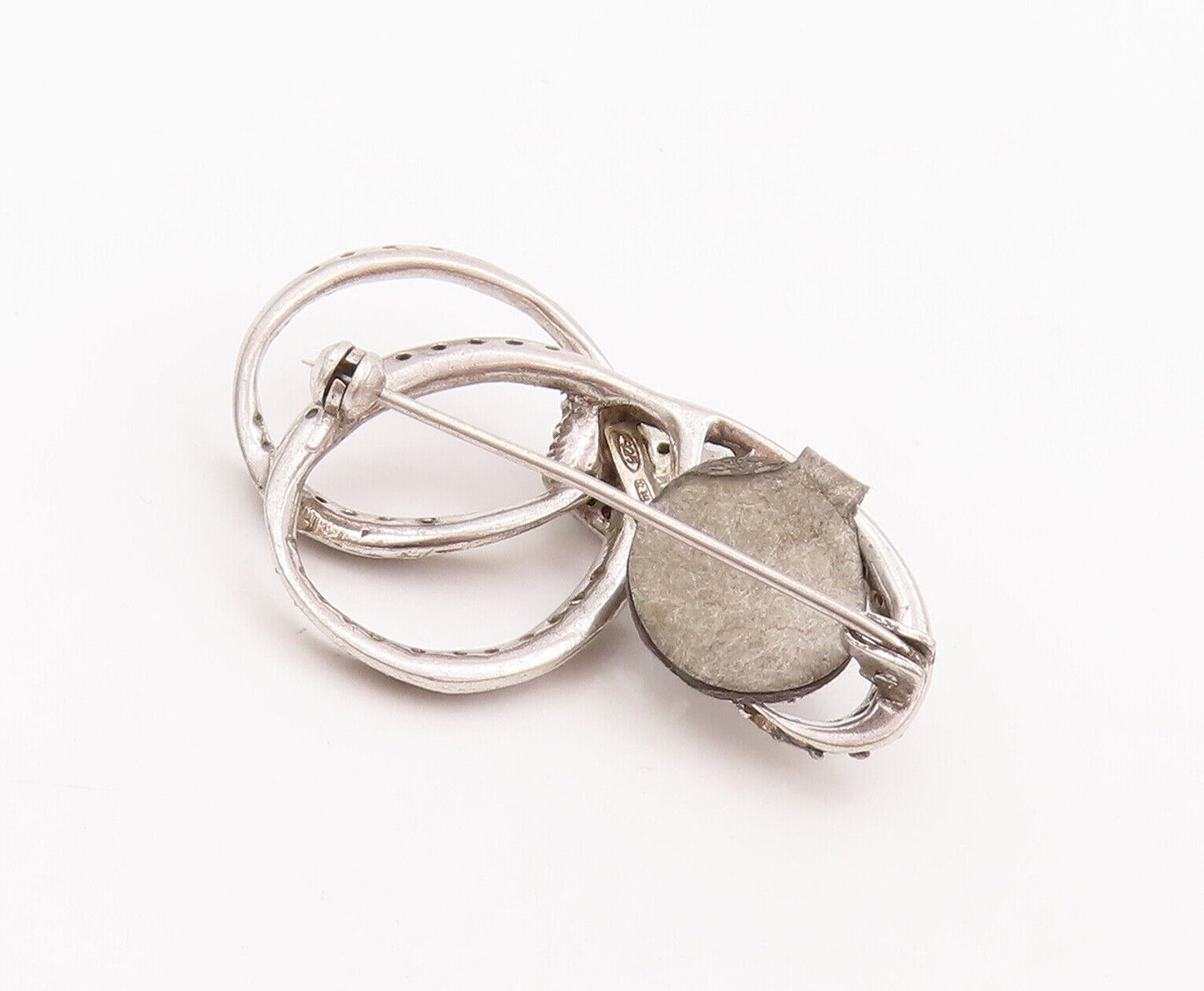 925 Sterling Silver Vintage Brooch Pin Designer Gemstone Inlay Rings  BP10923
