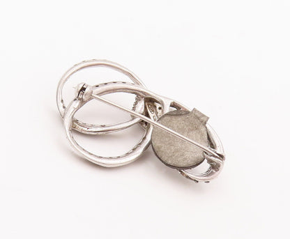 925 Sterling Silver Vintage Brooch Pin Designer Gemstone Inlay Rings  BP10923