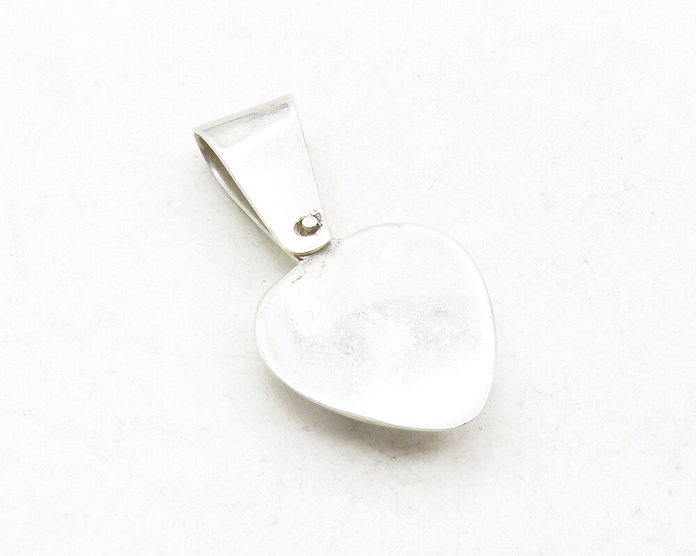 925 Sterling Silver  Vintage Cutout Love Heart Dome Drop Pendant  PT10087