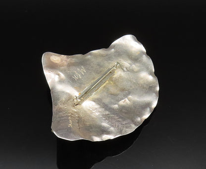 925 Sterling Silver  Vintage Modernist Baltic Amber Shell Brooch Pin  BP9554