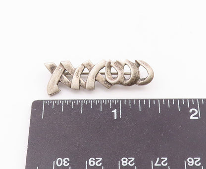 925 Sterling Silver  Vintage Carved XXXOOO Hugs & Kisses Brooch Pin  BP9829