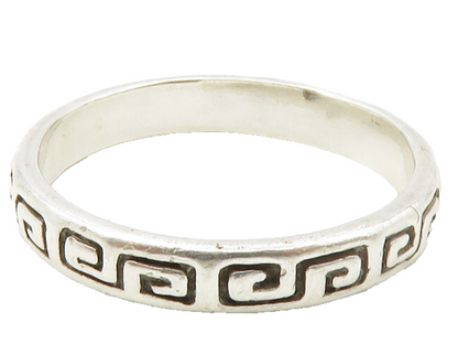 CAROLYN POLLACK 925 Silver  Vintage Greek Key Pattern Band Ring Sz 6  RG14277
