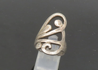 925 Sterling Silver  Vintage Dark Tone Open Swirl Band Ring Sz 8.5  RG21560