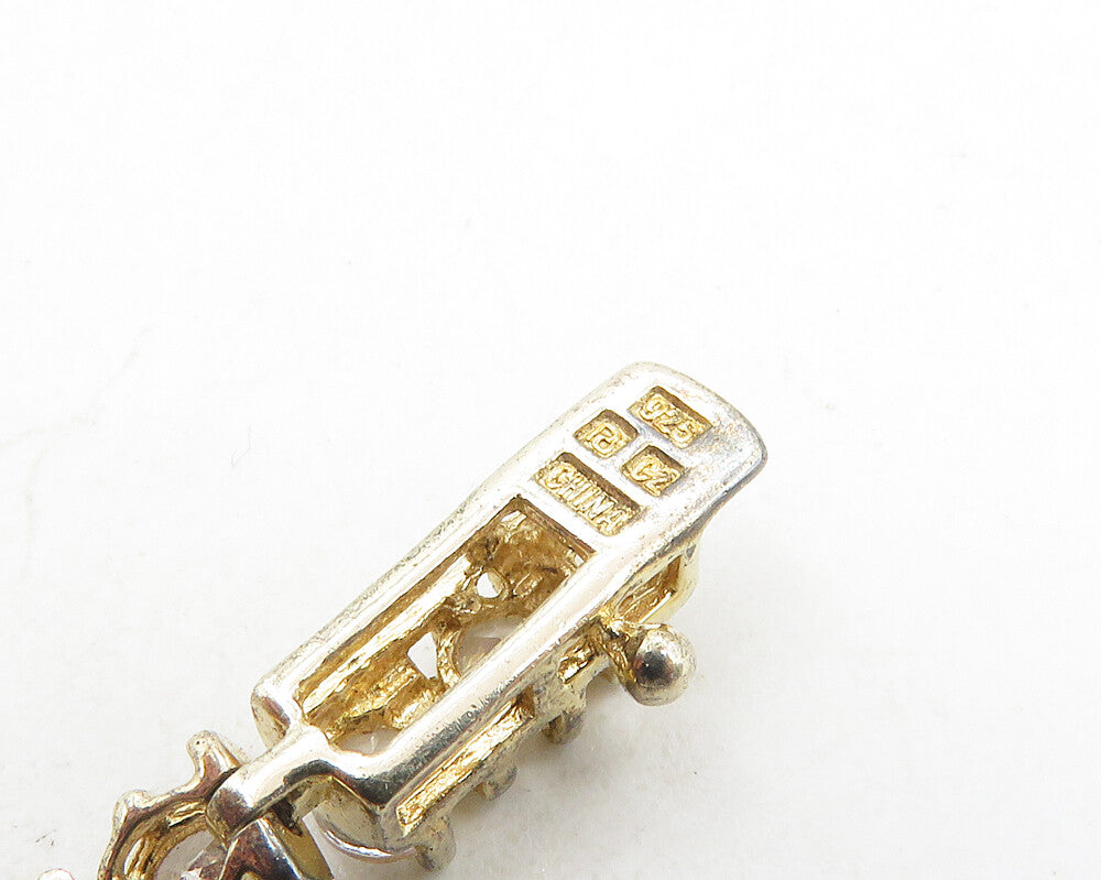 ROSS SIMON 925 Silver  Vintage Sparkling Topaz Tennis Chain Bracelet  BT4197