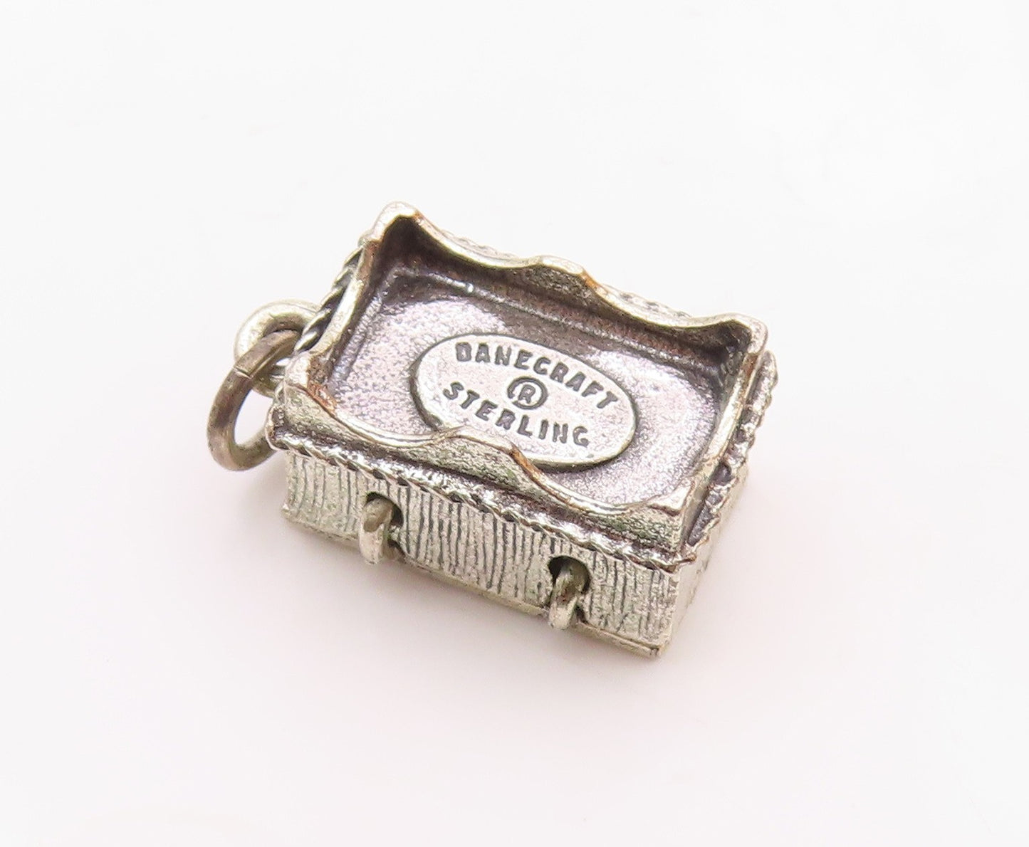 DANECRAFT 925 Silver  Vintage Engraved Hope Chest Box Pendant (OPENS)  PT21716