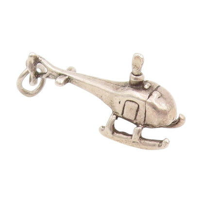 925 Sterling Silver Vintage Pendant Aviation Helicopter Chopper Charm  PT25231