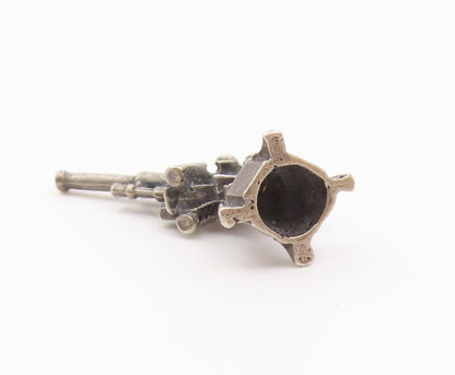 925 Sterling Silver  Vintage Missile Launcher Motif Charm Pendant  PT21837